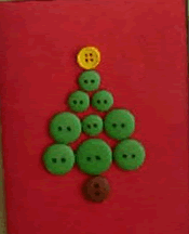 Biglietti di Natale con bottoni: Albero di Natale con bottoni